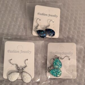 Chic Silver and Blue Earrings Set